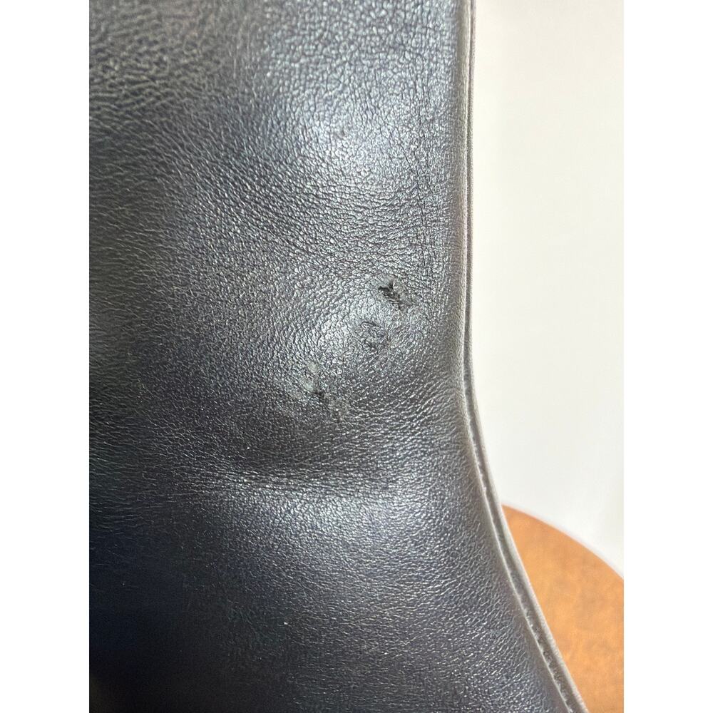 ECCO Black Leather Knee High Boots Chunky Heel Side Zip Square Toe Size 8 Brazil - Picture 6 of 10